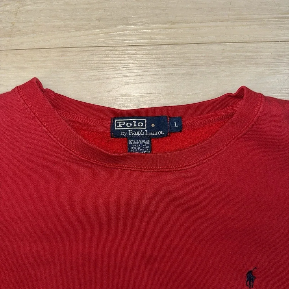 Vintage 90s Polo Ralph Lauren Sweater Mens Large‎ Red Canvas Fleece Preppy Pony